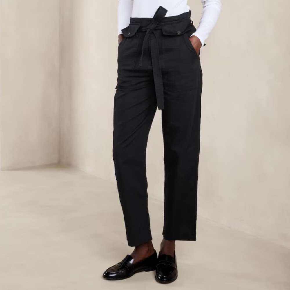 Banana Republic black utility tie waist pant size 12